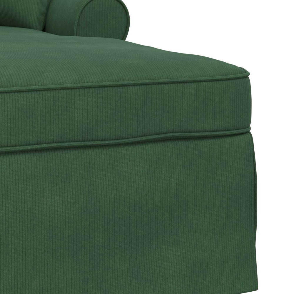 Produktbild för Chaise Lounge med Kjol med kudde 3 pcs Jungelgrön Kordread tyg