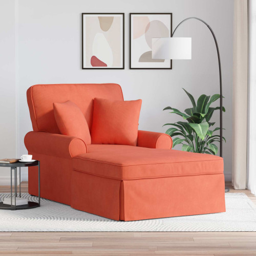 vidaXL Chaise Lounge med Kjol med kudde 3 pcs Röd orange Kordread tyg