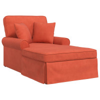 Produktbild för Chaise Lounge med Kjol med kudde 3 pcs Röd orange Kordread tyg