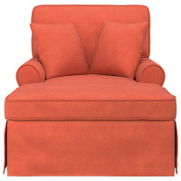 Produktbild för Chaise Lounge med Kjol med kudde 3 pcs Röd orange Kordread tyg