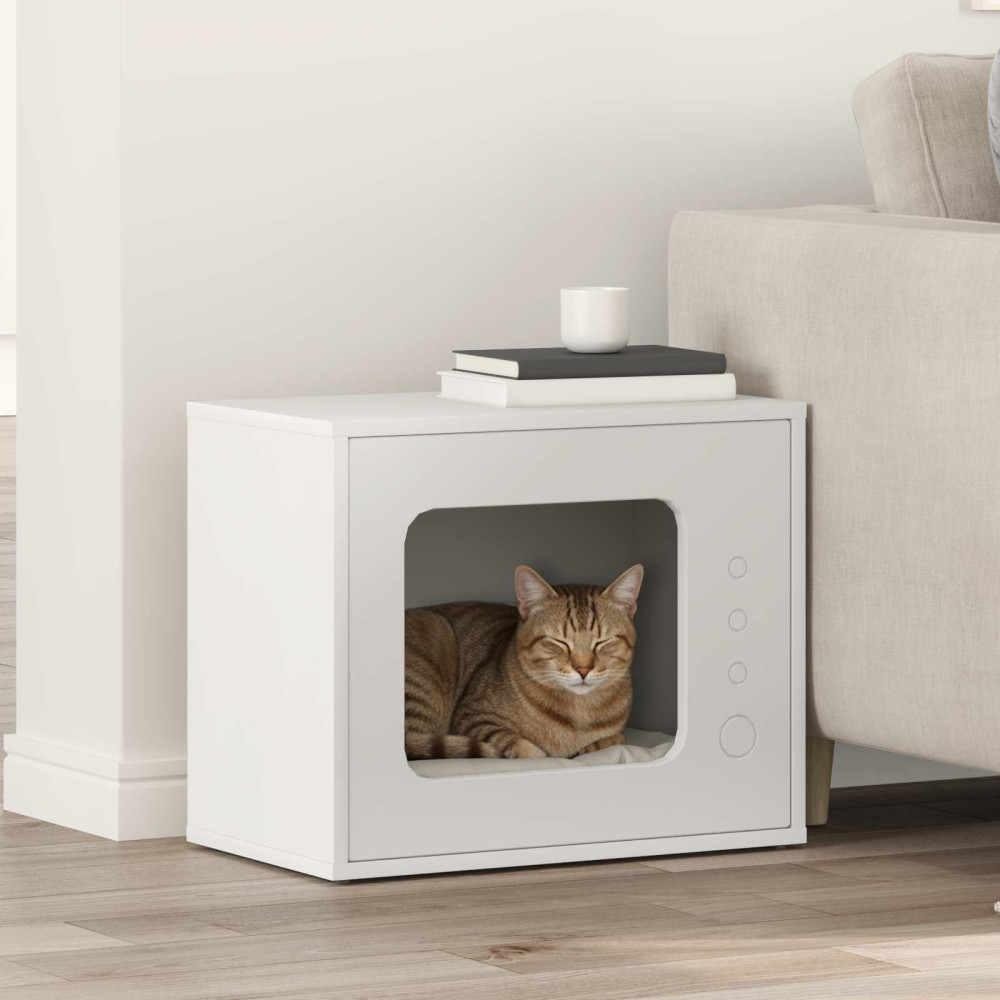 Produktbild för Katt hus Vit 51 x 30 x 42 cm Konstruerat trä