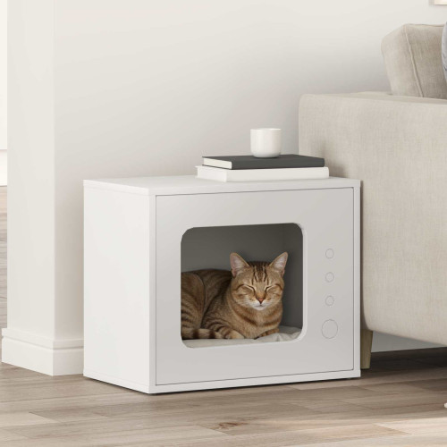 vidaXL Katt hus Vit 51 x 30 x 42 cm Konstruerat trä