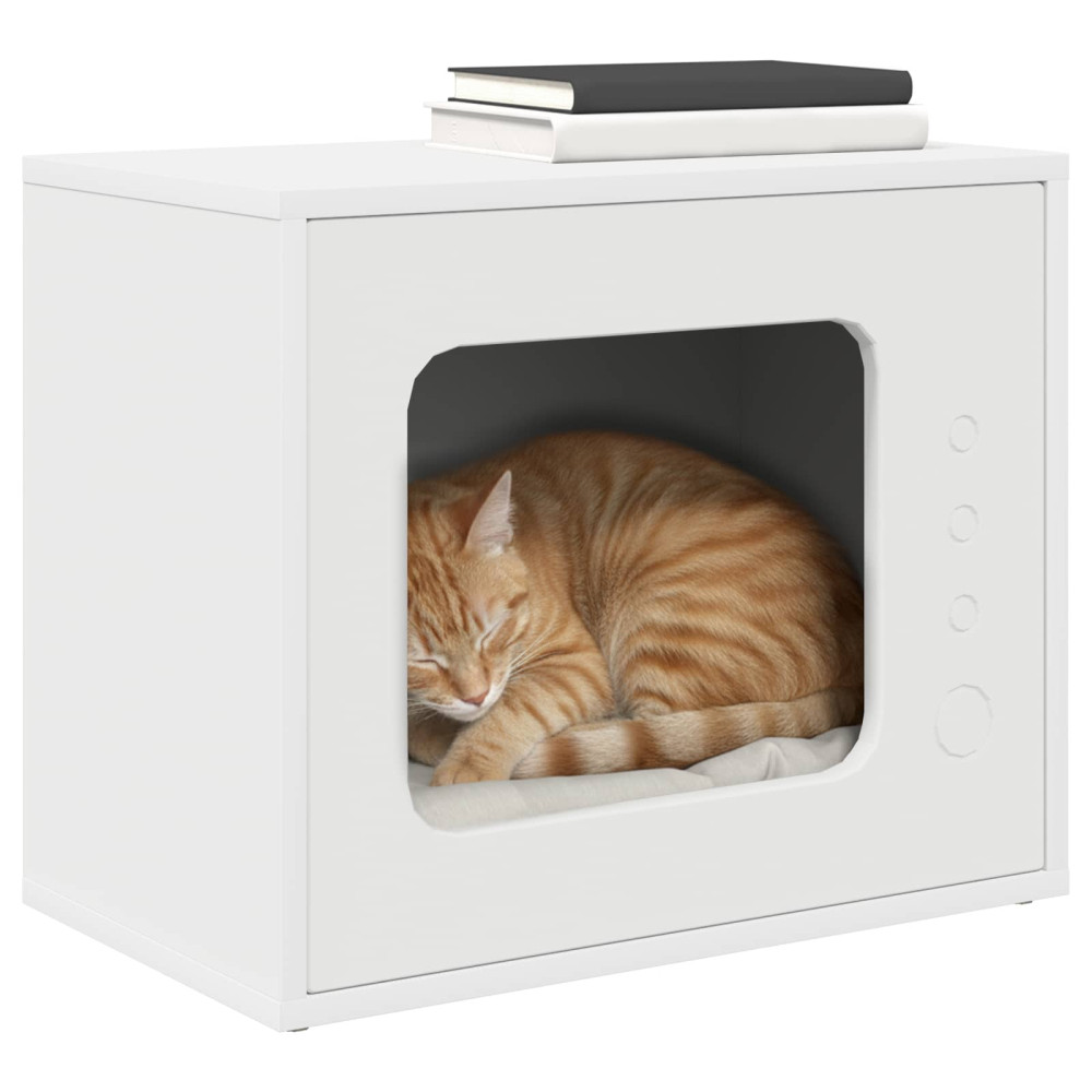 Produktbild för Katt hus Vit 51 x 30 x 42 cm Konstruerat trä