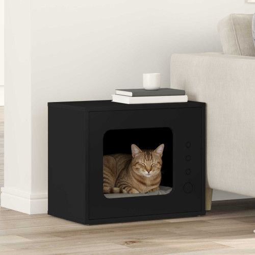 vidaXL Katt hus Svart 51 x 30 x 42,5 cm Konstruerat trä