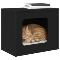 Produktbild för Katt hus Svart 51 x 30 x 42,5 cm Konstruerat trä