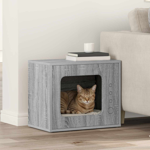vidaXL Katt hus Grå Sonoma 51 x 30 x 42,5 cm Konstruerat trä