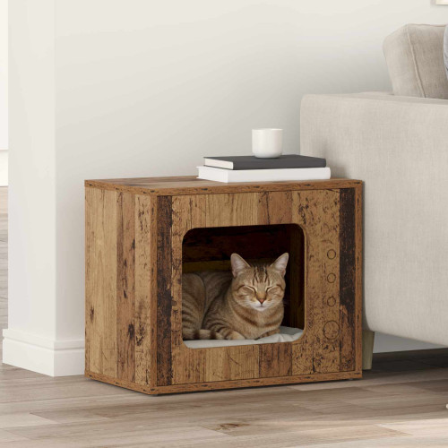 vidaXL Katt hus Gammalt trä 51 x 30 x 42,5 cm Konstruerat trä