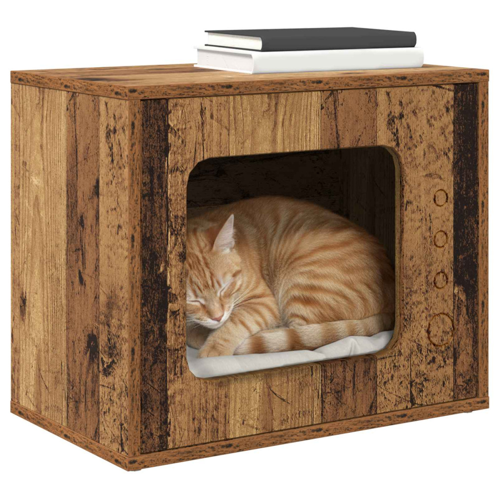 Produktbild för Katt hus Gammalt trä 51 x 30 x 42,5 cm Konstruerat trä
