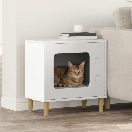 vidaXL Katt hus Vit 51 x 30 x 52 cm Konstruerat trä