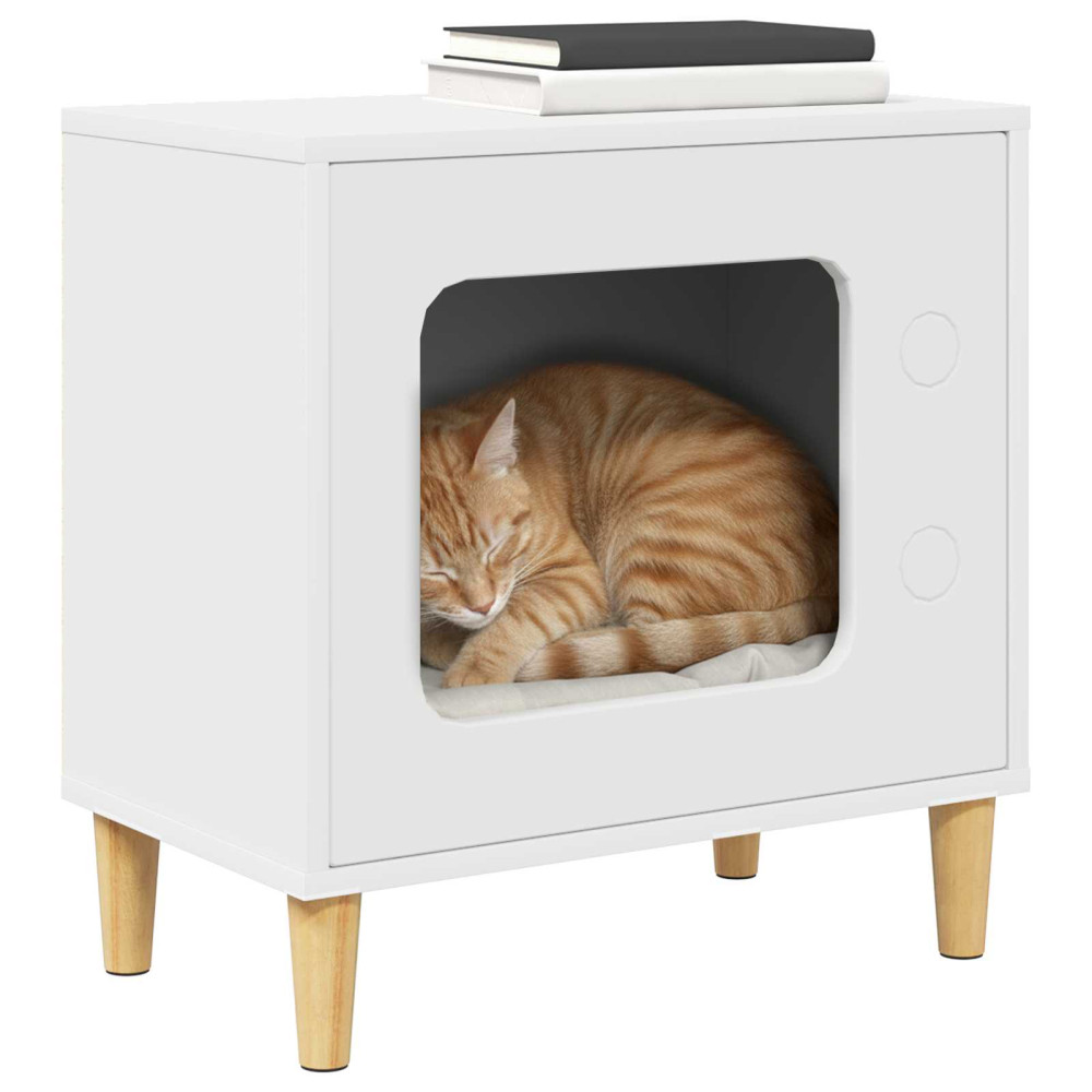 Produktbild för Katt hus Vit 51 x 30 x 52 cm Konstruerat trä