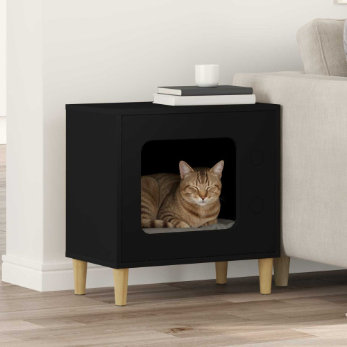 vidaXL Katt hus Svart 51 x 30 x 52 cm Konstruerat trä