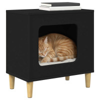 Produktbild för Katt hus Svart 51 x 30 x 52 cm Konstruerat trä