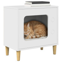 Produktbild för Katt hus Glansig Vit 51 x 30 x 52 cm Konstruerat trä