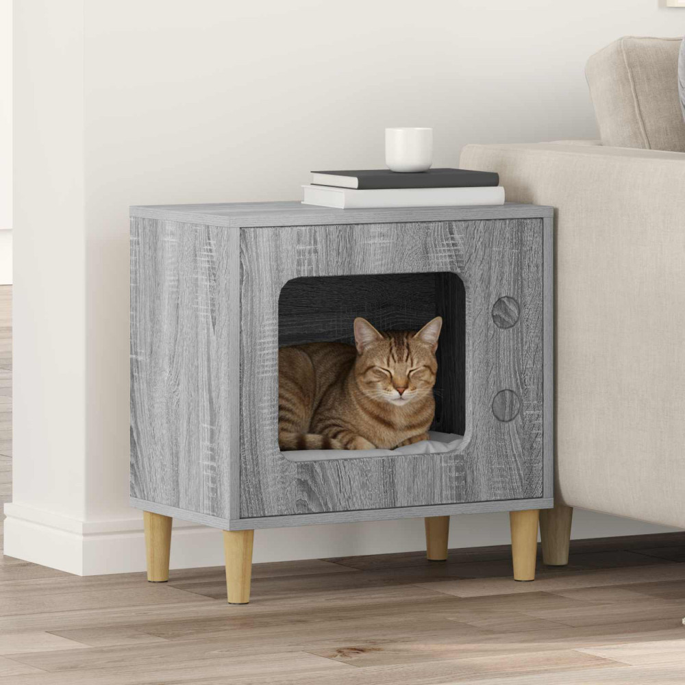Produktbild för Katt hus Grå Sonoma 51 x 30 x 52 cm Konstruerat trä