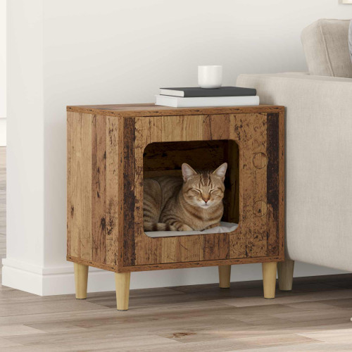 vidaXL Katt hus Gammalt trä 51 x 30 x 52 cm Konstruerat trä