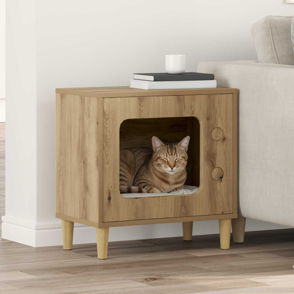 Produktbild för Katt hus Artisan Ek 51 x 30 x 52 cm Konstruerat trä