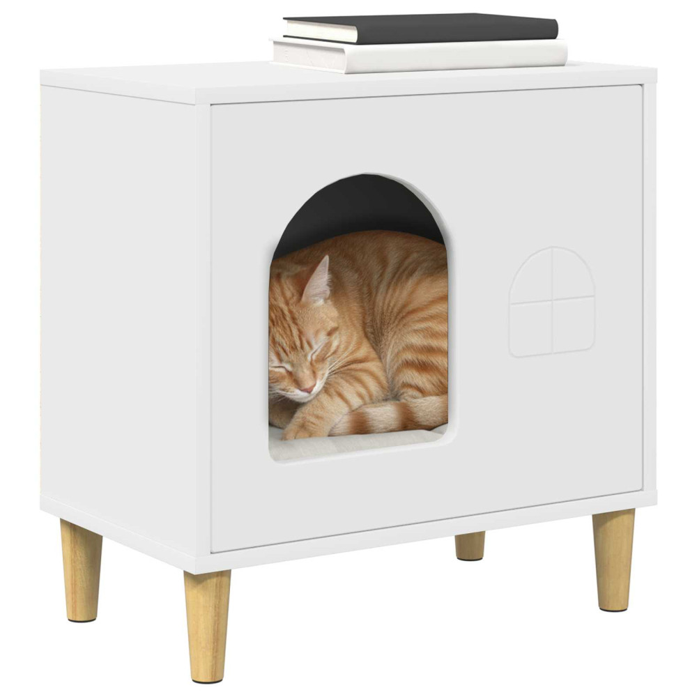 Produktbild för Katt hus Vit 51 x 30 x 52 cm Konstruerat trä