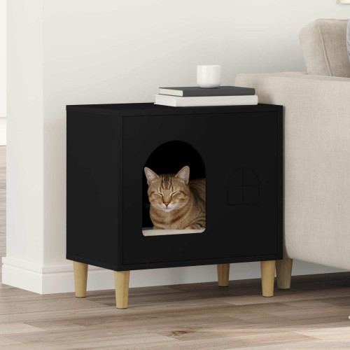 vidaXL Katt hus Svart 51 x 30 x 52 cm Konstruerat trä