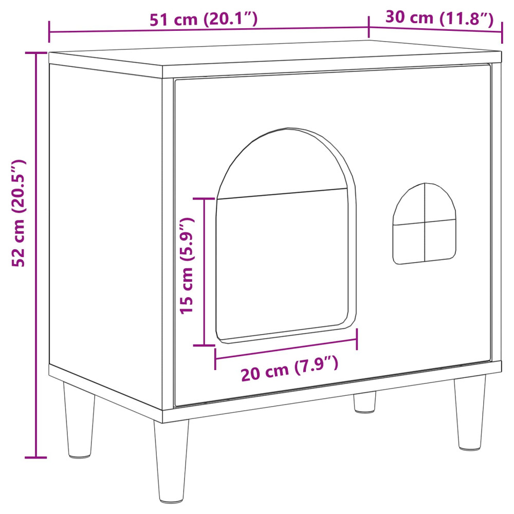 Produktbild för Katt hus Svart 51 x 30 x 52 cm Konstruerat trä