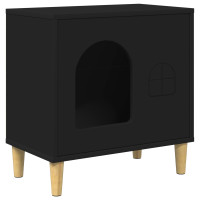Produktbild för Katt hus Svart 51 x 30 x 52 cm Konstruerat trä