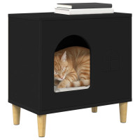 Produktbild för Katt hus Svart 51 x 30 x 52 cm Konstruerat trä