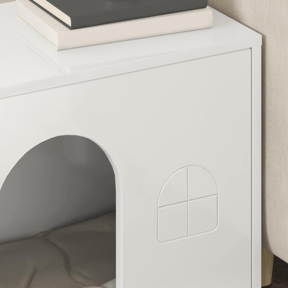 Produktbild för Katt hus Glansig Vit 51 x 30 x 52 cm Konstruerat trä