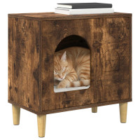 Produktbild för Katt hus Rökt ek 51 x 30 x 52 cm Konstruerat trä