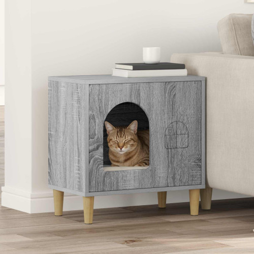 vidaXL Katt hus Grå Sonoma 51 x 30 x 52 cm Konstruerat trä
