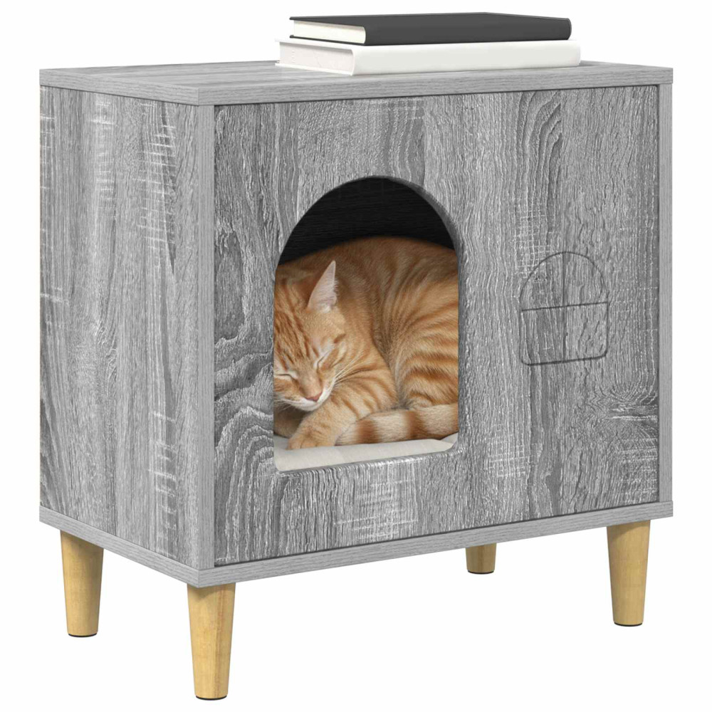 Produktbild för Katt hus Grå Sonoma 51 x 30 x 52 cm Konstruerat trä