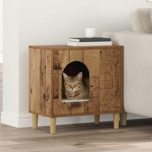 vidaXL Katt hus Gammalt trä 51 x 30 x 52 cm Konstruerat trä