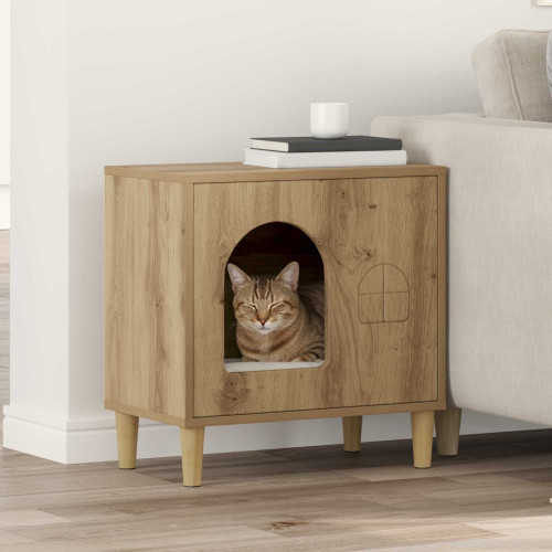 vidaXL Katt hus Artisan Ek 51 x 30 x 52 cm Konstruerat trä