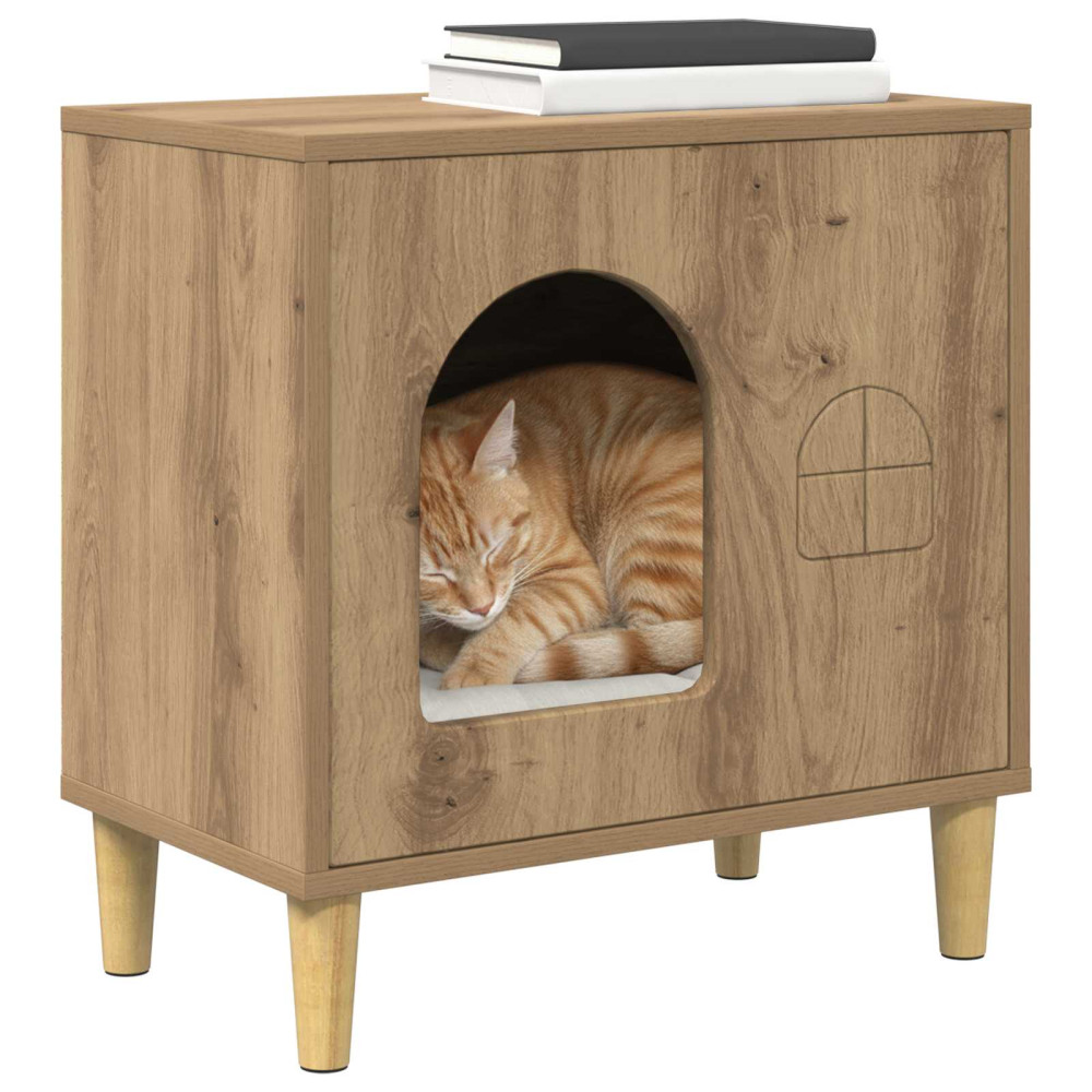 Produktbild för Katt hus Artisan Ek 51 x 30 x 52 cm Konstruerat trä