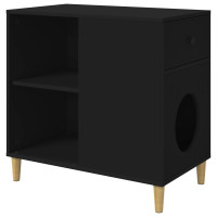 Produktbild för Katt hus Svart 72 x 42,5 x 70 cm Konstruerat trä
