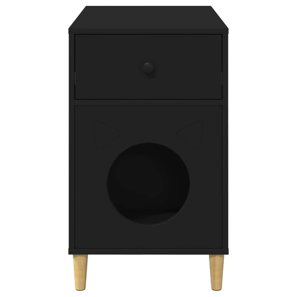 Produktbild för Katt hus Svart 72 x 42,5 x 70 cm Konstruerat trä