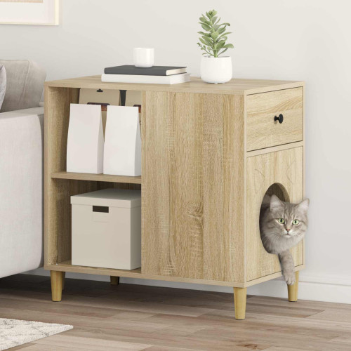 vidaXL Katt hus Sonoma 72 x 42,5 x 70 cm Konstruerat trä