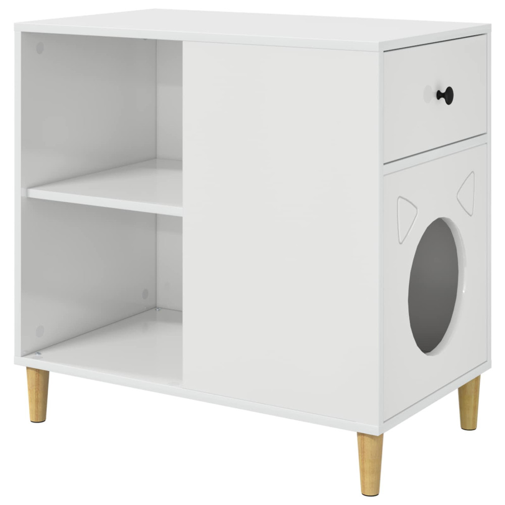 Produktbild för Katt hus Glansig Vit 72 x 42,5 x 70 cm Konstruerat trä