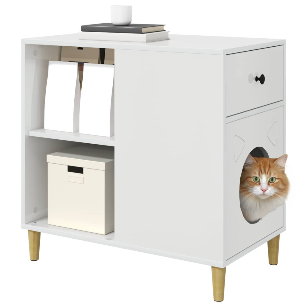 Produktbild för Katt hus Glansig Vit 72 x 42,5 x 70 cm Konstruerat trä