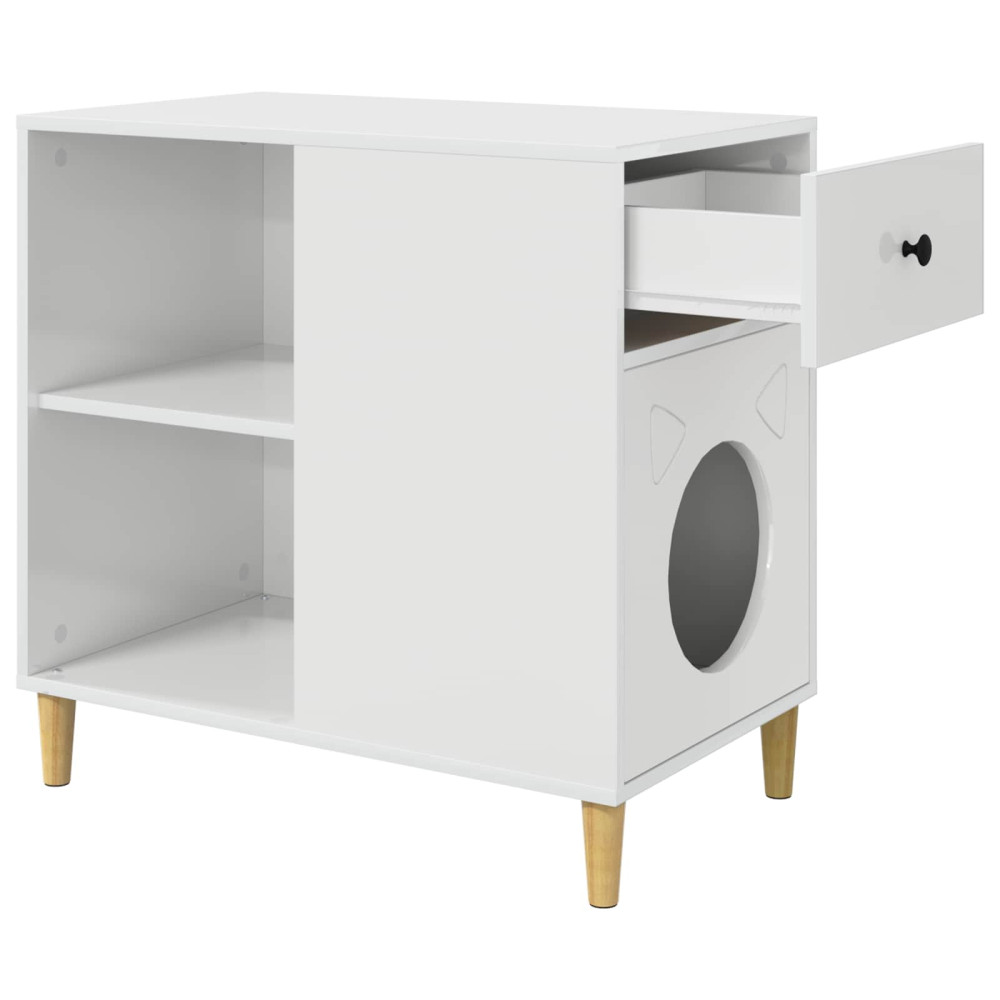 Produktbild för Katt hus Glansig Vit 72 x 42,5 x 70 cm Konstruerat trä