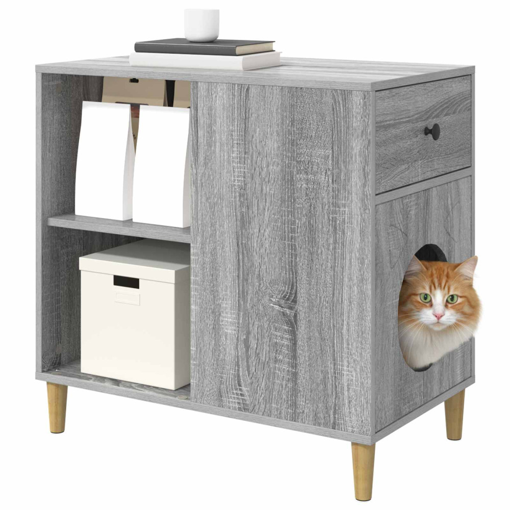 Produktbild för Katt hus Grå Sonoma 72 x 42,5 x 70 cm Konstruerat trä