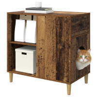 Produktbild för Katt hus Gammalt trä 72 x 42,5 x 70 cm Konstruerat trä