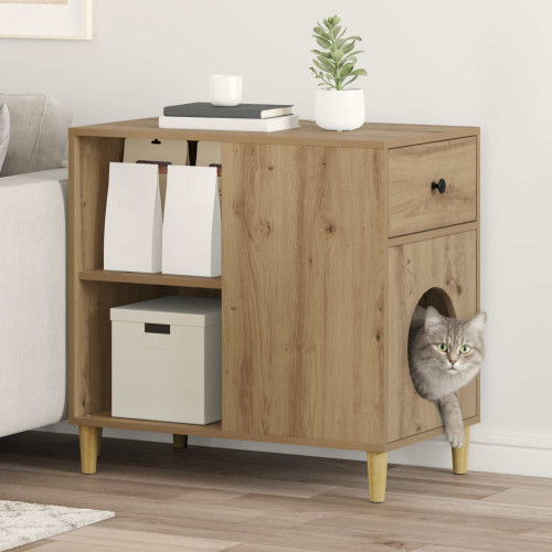 vidaXL Katt hus Artisan Ek 72 x 42,5 x 70 cm Konstruerat trä