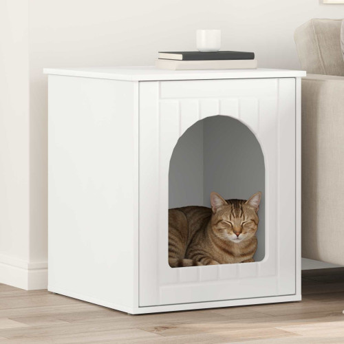 vidaXL Katt hus Vit 53 x 52 x 62 cm Konstruerat trä