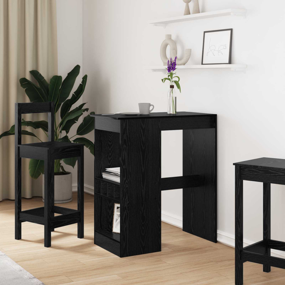Produktbild för Barbord med hylla Svart Ek 90 x 47,5 x 103,5 cm Konstruerat trä