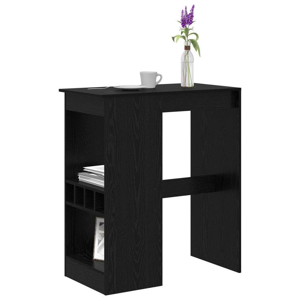 Produktbild för Barbord med hylla Svart Ek 90 x 47,5 x 103,5 cm Konstruerat trä