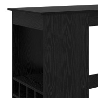 Produktbild för Barbord med hylla Svart Ek 90 x 47,5 x 103,5 cm Konstruerat trä