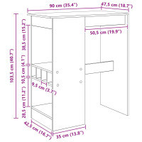 Produktbild för Barbord med hylla Svart Ek 90 x 47,5 x 103,5 cm Konstruerat trä