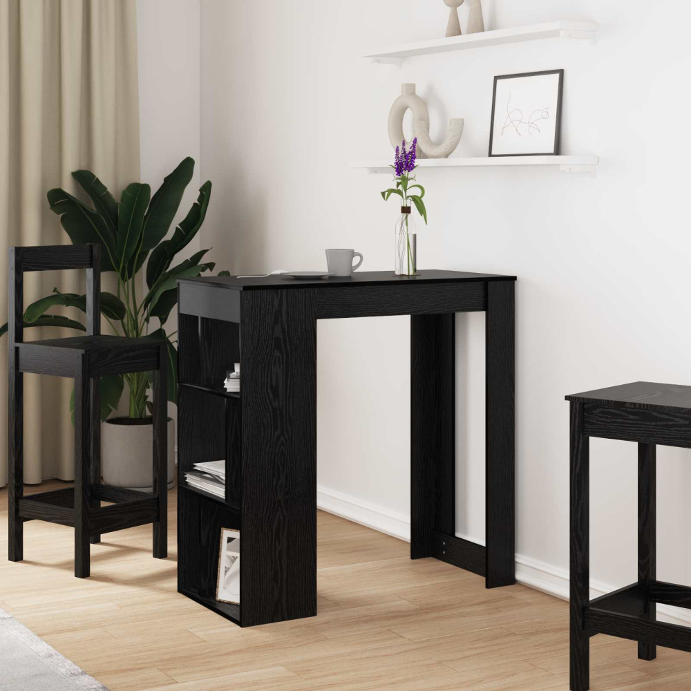 Produktbild för Barbord med hylla Svart Ek 102 x 50 x 103,5 cm Konstruerat trä