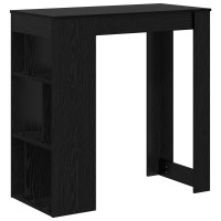 Produktbild för Barbord med hylla Svart Ek 102 x 50 x 103,5 cm Konstruerat trä