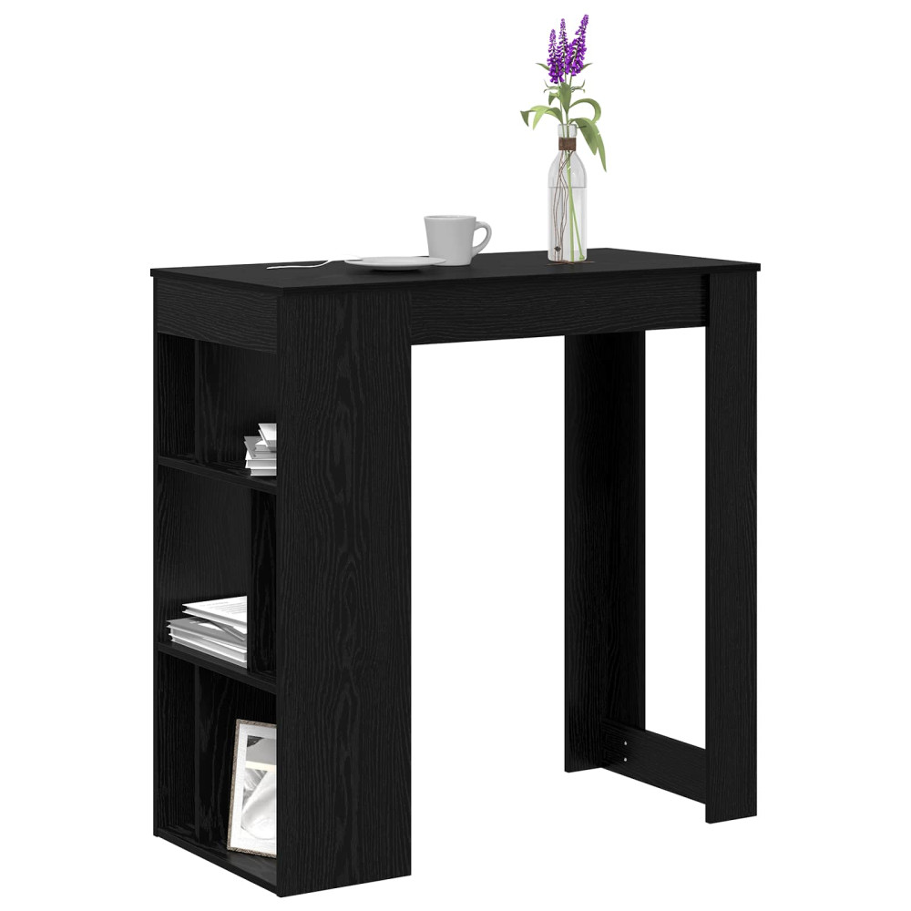 Produktbild för Barbord med hylla Svart Ek 102 x 50 x 103,5 cm Konstruerat trä