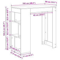 Produktbild för Barbord med hylla Svart Ek 102 x 50 x 103,5 cm Konstruerat trä